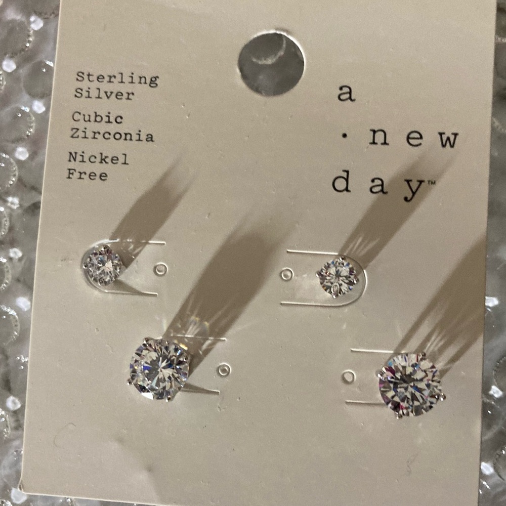 New Sterling silver earrings cubic zirconia A new Day